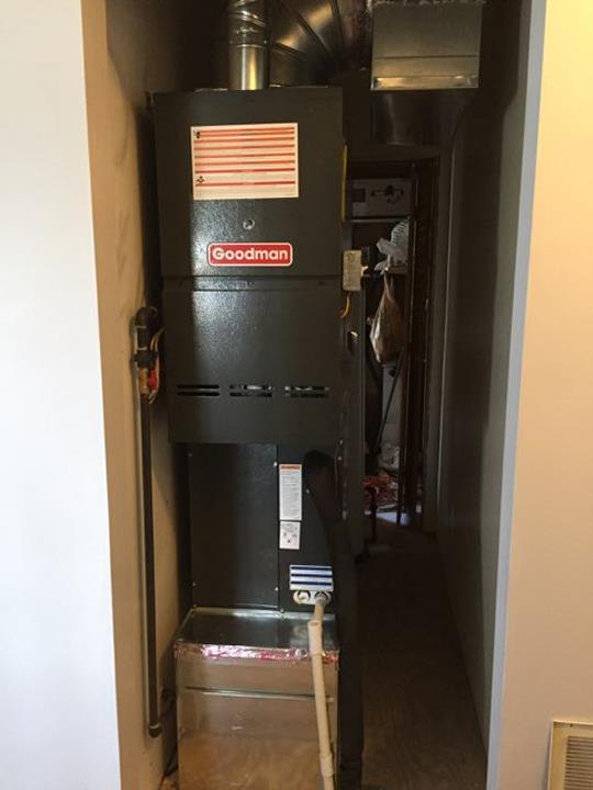 Furnace closet install — Correa Heating & Air, Mendota